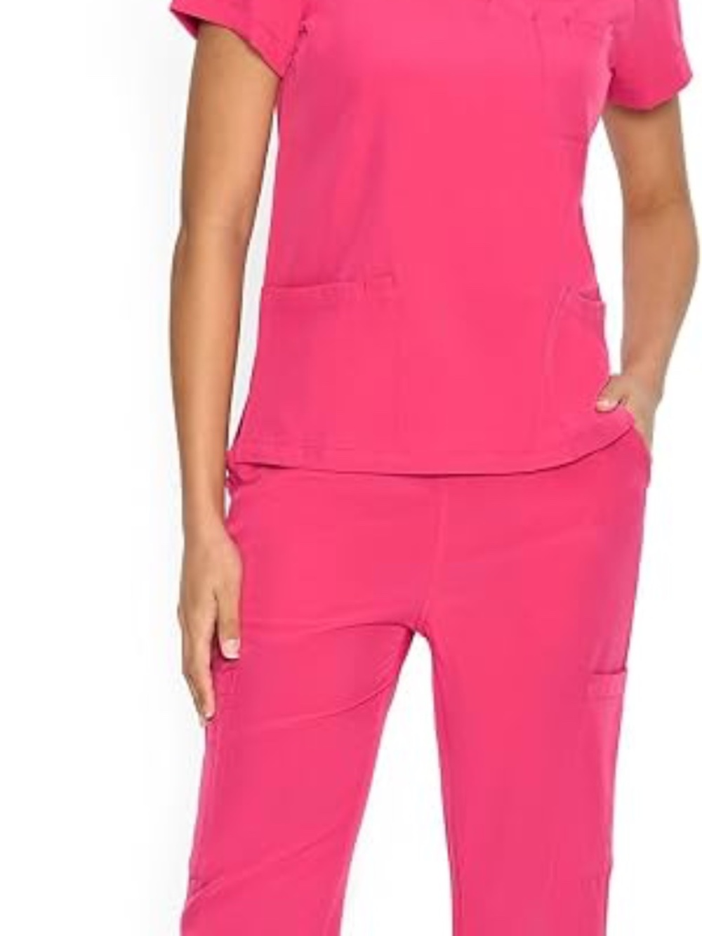 COZYFIT Scrubs for Women Set Medical Uniform hot pink size large